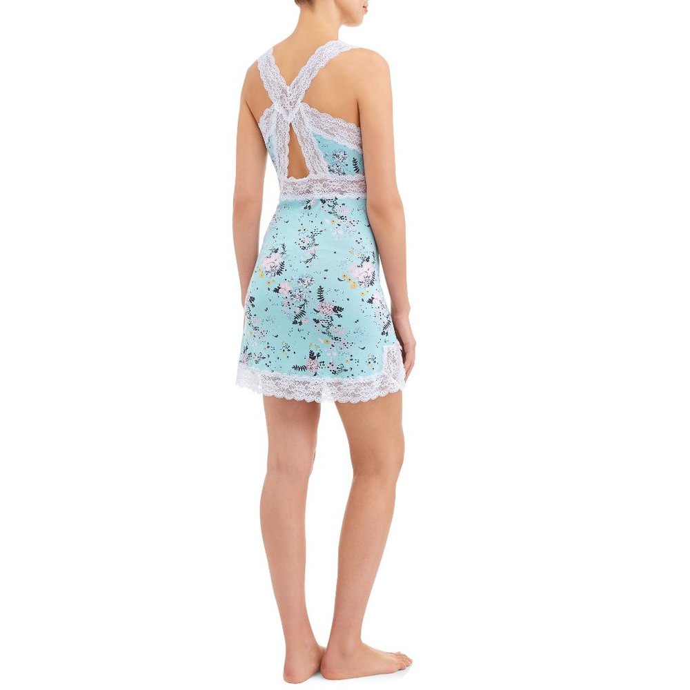 Honeydew Intimates Ahna Chemise Keyhole Lace Back Mint Tea Floral M - Picture 2 of 12